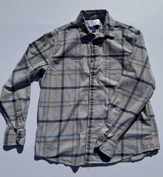 FLANNEL: Upcycled 'issho United' logo shirts
