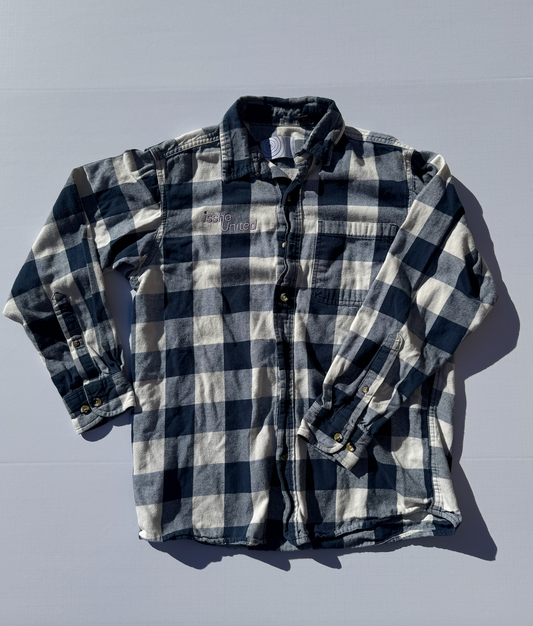 LUMBERJACK: Upcycled 'issho United' logo shirts